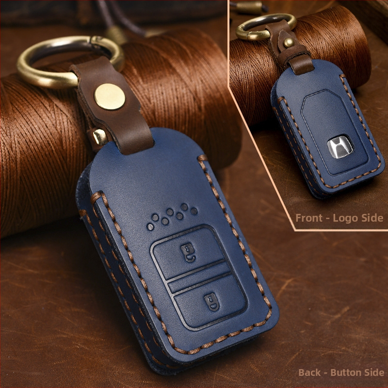 Yinuo puzdro na kľúč Honda z kože Crazy Horse, retro štýl, kompatibilné s Civic, CR-V, Hybrid, Odyssey, XRV