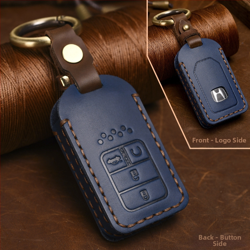 Yinuo puzdro na kľúč Honda z kože Crazy Horse, retro štýl, kompatibilné s Civic, CR-V, Hybrid, Odyssey, XRV