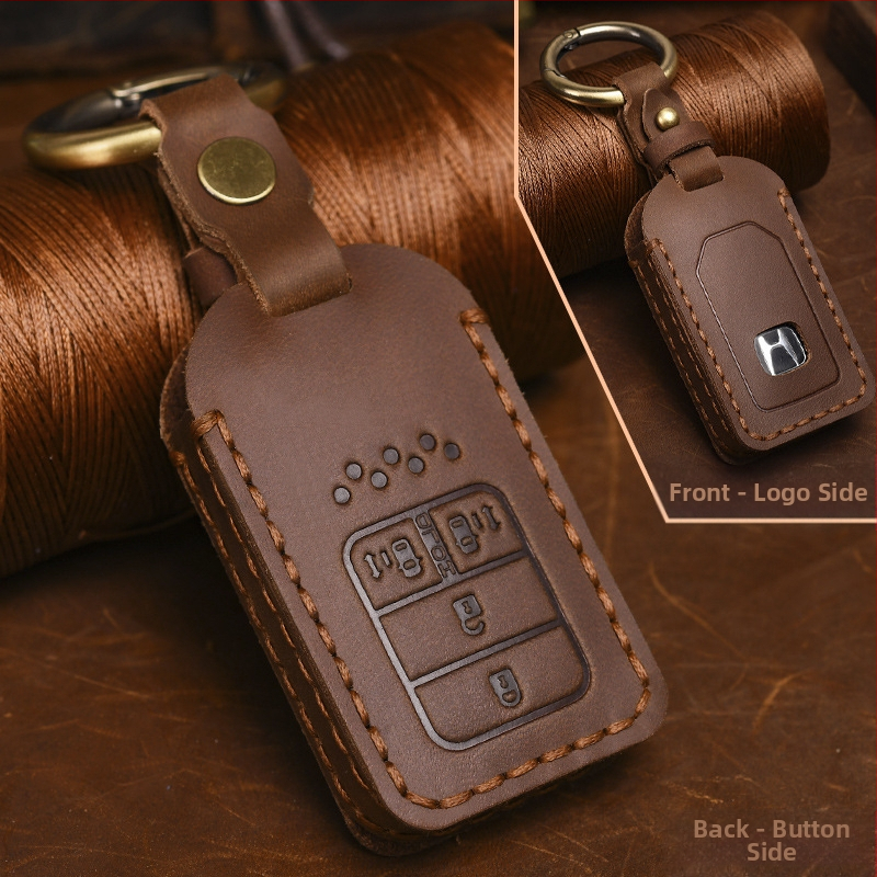 Yinuo puzdro na kľúč Honda z kože Crazy Horse, retro štýl, kompatibilné s Civic, CR-V, Hybrid, Odyssey, XRV