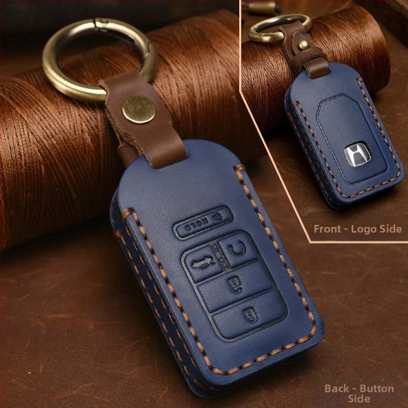 Yinuo puzdro na kľúč Honda z kože Crazy Horse, retro štýl, kompatibilné s Civic, CR-V, Hybrid, Odyssey, XRV