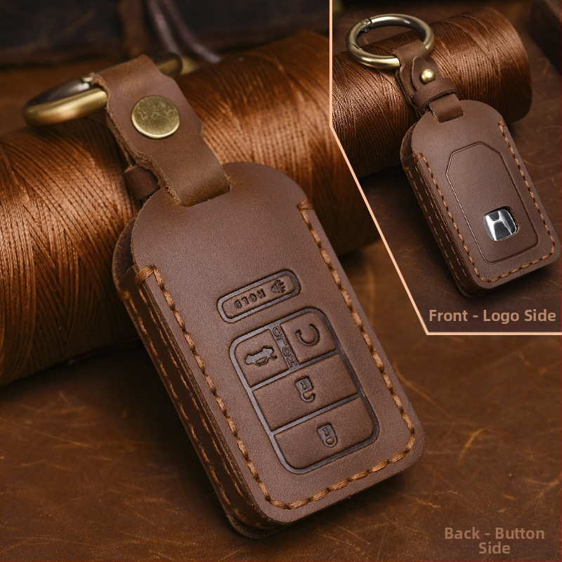 Yinuo puzdro na kľúč Honda z kože Crazy Horse, retro štýl, kompatibilné s Civic, CR-V, Hybrid, Odyssey, XRV