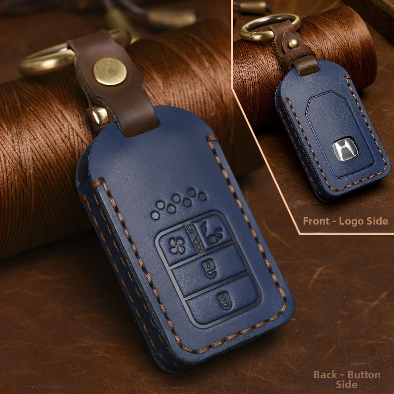 Yinuo puzdro na kľúč Honda z kože Crazy Horse, retro štýl, kompatibilné s Civic, CR-V, Hybrid, Odyssey, XRV