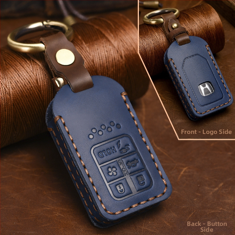 Yinuo puzdro na kľúč Honda z kože Crazy Horse, retro štýl, kompatibilné s Civic, CR-V, Hybrid, Odyssey, XRV