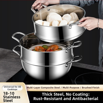 Aburitor, 3 straturi din oțel inox 18-10, bază compozită, capac din oțel inoxidabil, compatibil cu toate plitele