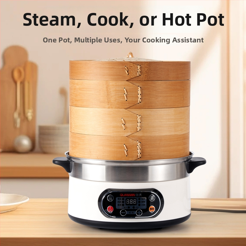 Elektrický parný hrniec s vnútorným nerezovým zásobníkom, 1500 W, jednovrstvový, pre 4–5 osôb, zahrievanie 6–10 min