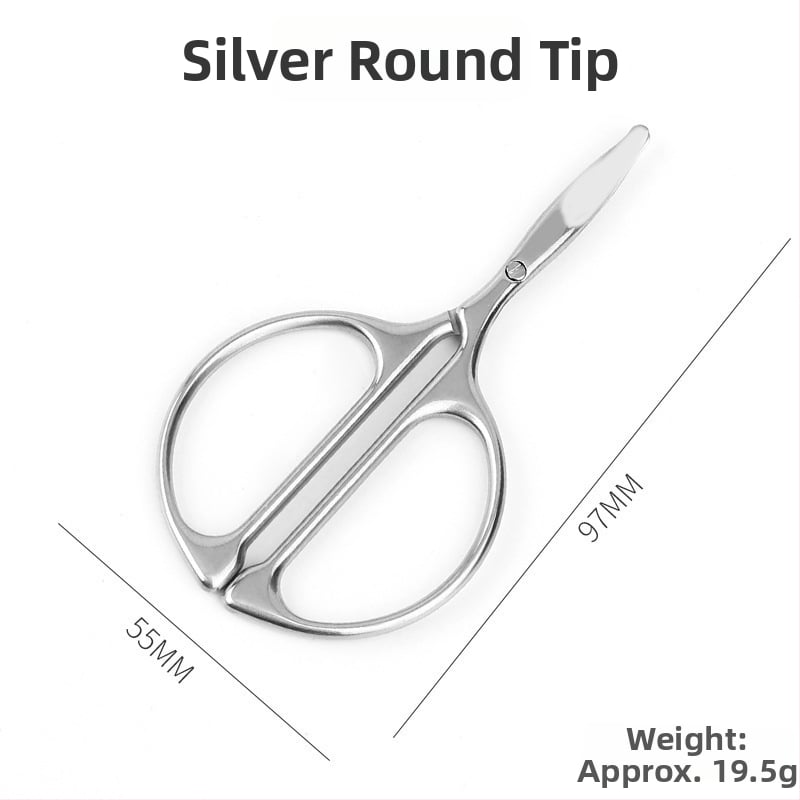 Sada nerezových nožničiek s guľatou špičkou na starostlivosť — trimer na nosové chĺpky, nožnice na obočie a kozmetické účely, ručný presný nástroj