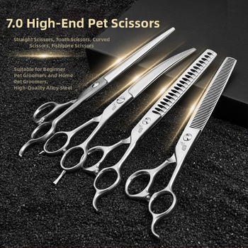 Kisállatok ápoló olló, rozsdamentes acél, matt felület, súly 70 g, nyitási szélesség 80 mm