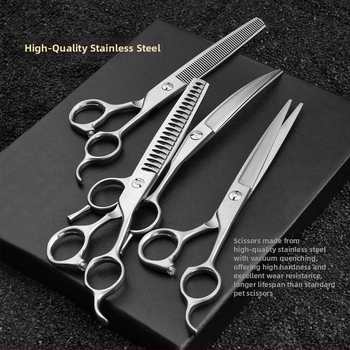 Kisállatok ápoló olló, rozsdamentes acél, matt felület, súly 70 g, nyitási szélesség 80 mm