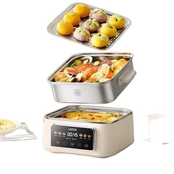 Aburitor electric cu vas interior din oțel inoxidabil 304, peste 3 niveluri, capacitate 10 L, control prin microcomputer, 1500 W, 220 V, 50 Hz