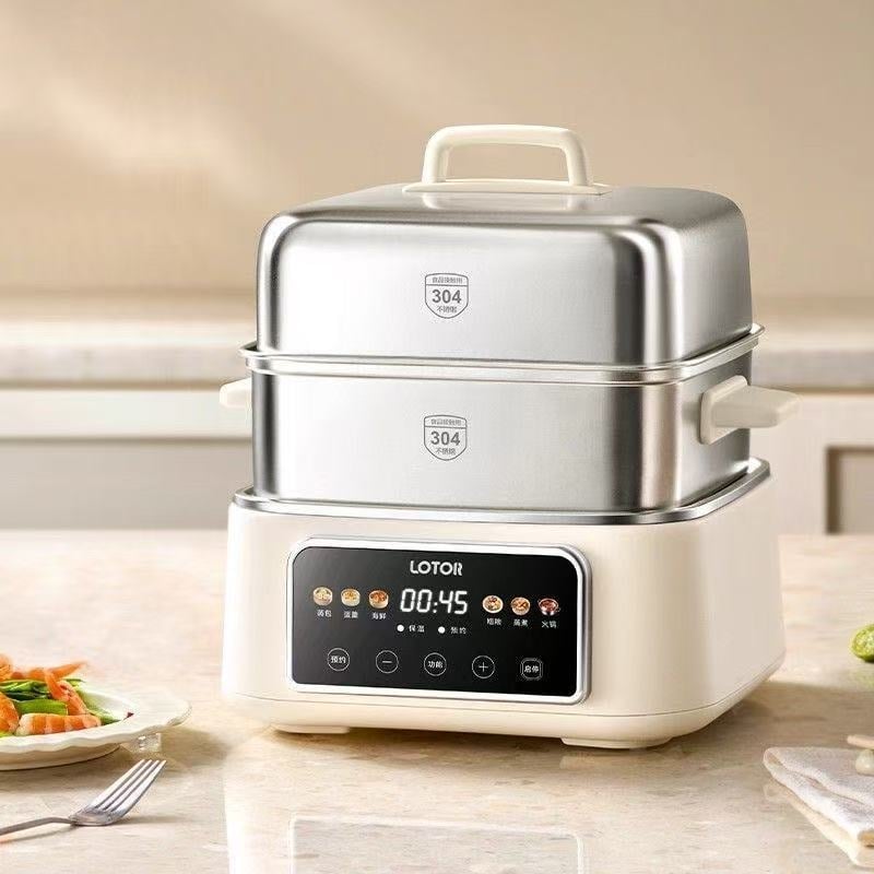 Aburitor electric cu vas interior din oțel inoxidabil 304, peste 3 niveluri, capacitate 10 L, control prin microcomputer, 1500 W, 220 V, 50 Hz