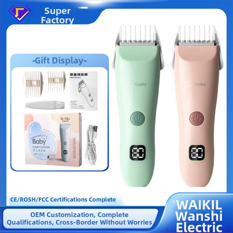 Detský elektrický zastřihovač vlasov s keramickým ostrím, 5W, nabíjateľný, vodeodolný, WAIKIL