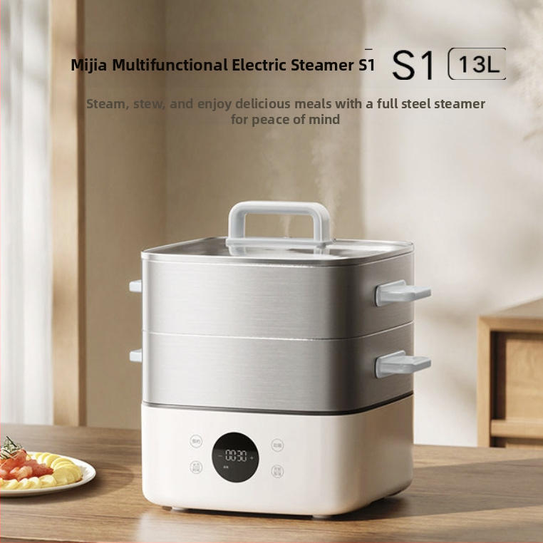 Aburitor electric Xiaomi Mijia, cu trei etaje, 13 L capacitate, control prin atingere, 1500W, recipient interior din oțel inoxidabil