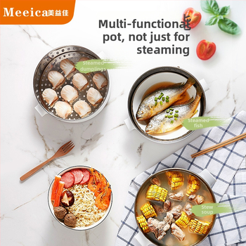 Aburitor electric multifuncțional pentru uz casnic, cu 3 niveluri, 2L capacitate, model Z666, 1000W, recipient interior din oțel inoxidabil 304