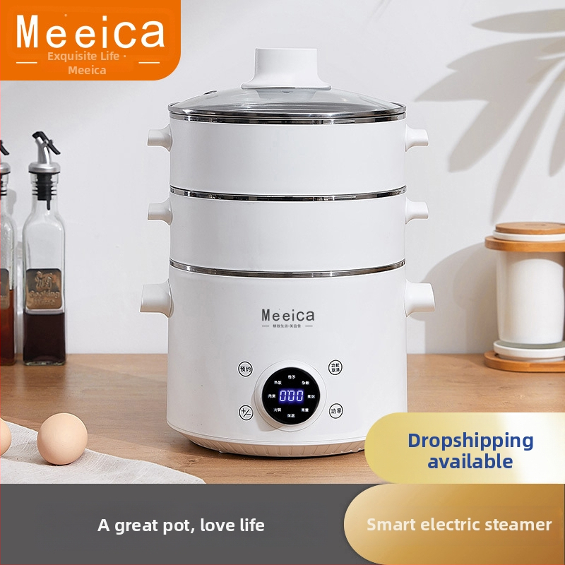 Aburitor electric multifuncțional pentru uz casnic, cu 3 niveluri, 2L capacitate, model Z666, 1000W, recipient interior din oțel inoxidabil 304