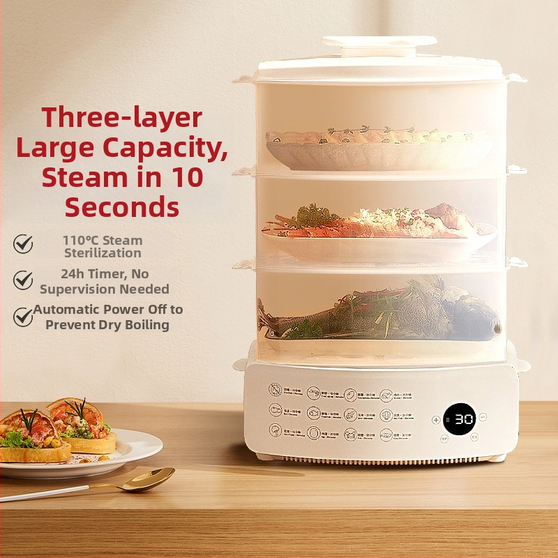 Elektrický parný hrniec ZG-02, 12 l objem, 3-poschodová konštrukcia, 100-240 V, 900 W