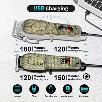 Mașină de tuns păr reîncărcabilă, cu motor fără perii, lame din oțel inoxidabil, baterie încorporată 1200–2000mAh, timp de funcționare 1–3 h, zgomot sub 36 dB