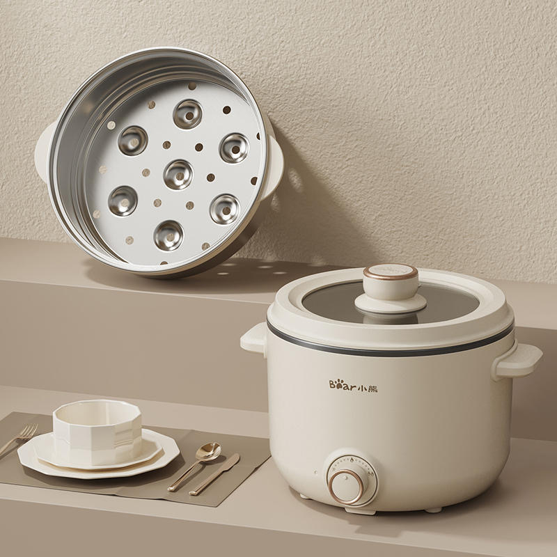 Bear Oală Electrică de Gătit, Capacitate 2.5 L, 800W, Funcții de Înăbuire și Hot Pot, Vas Interior din Oțel Inox