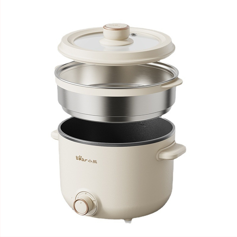 Bear Elektrická nádoba na varenie, objem 2,5 L, 800 W, funkcie dusenia a horúceho hrnca, vnútorný nerezový hrniec