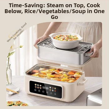 Elektrický parný hrniec s tromi vrstvami, kapacita nad 10 l, vnútorná vložka z 304 nerezovej ocele, mikroprocesorové riadenie, 1500W pri 220V 50Hz