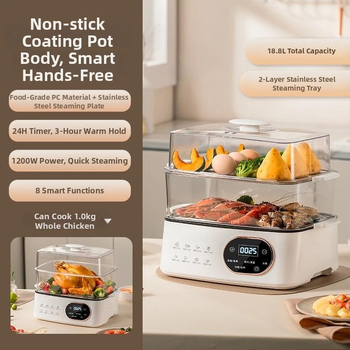 Elektrický parný hrniec, dve úrovne, objem 9,5 l, výkon 1350 W, vnútorný nerezový kotlík