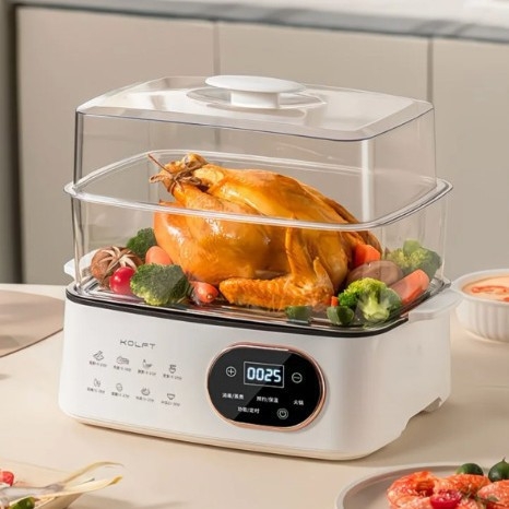 Aburitor electric cu două niveluri, capacitate 9,5 L, 1350 W, vas intern din oțel inoxidabil