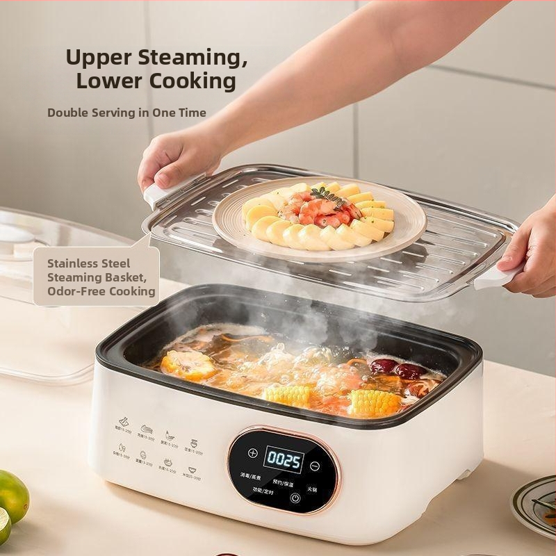 Elektrický parný hrniec, dve úrovne, objem 9,5 l, výkon 1350 W, vnútorný nerezový kotlík