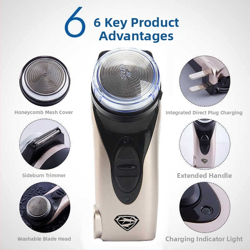 RS102 elektrický holiaci strojček, nabíjateľný, rotačná hlava s 1 čepeľou, plávajúca hlava, 30 minút prevádzky