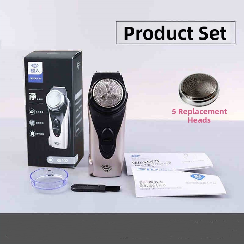 RS102 elektrický holiaci strojček, nabíjateľný, rotačná hlava s 1 čepeľou, plávajúca hlava, 30 minút prevádzky