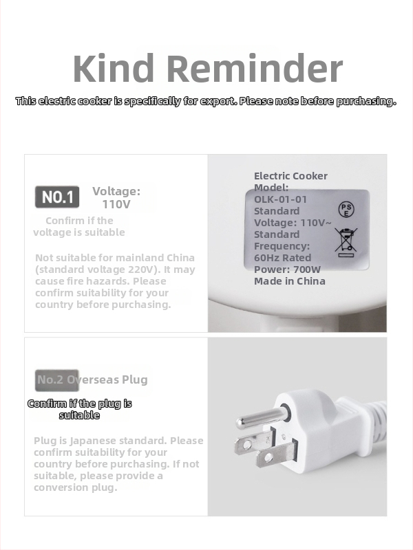 AIOK OLK-01-01 Elektromos főzőedény, 700W, 110V, 1–2 L, Funkció a száraz égés elleni védelem