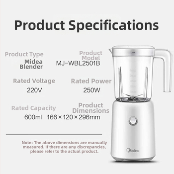 Midea multifunkčný prístroj na detskú výživu a džúsy, 18000 rpm, 4 čepele, 150 W, 220 V, potravinárska kvalita