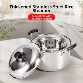 Parný hrniec z nerezovej ocele – potravinárskej kvality, veľká kapacita, multifunkčný na ryžu, kašu a polievku; jednovrstvové dno, nerezové veko, nie je elektrický, vhodný na všetky varné dosky