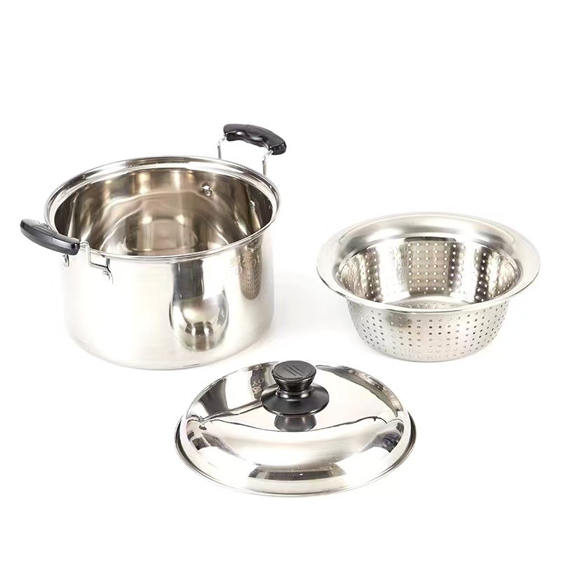 Parni lonac od nehrđajućeg čelika – prehrambene kvalitni, velika kapacitet, višestruka namjena za rižu, kašu i juhu; jednostruko dno, nehrđajući čelični poklopac, nije električni, pogodan za sve štednjake