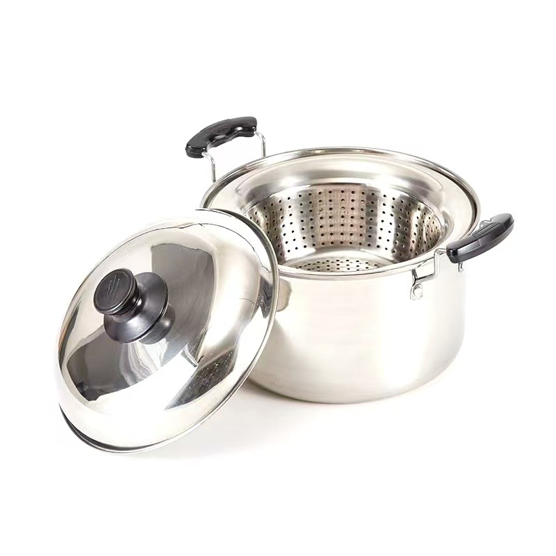 Parni lonac od nehrđajućeg čelika – prehrambene kvalitni, velika kapacitet, višestruka namjena za rižu, kašu i juhu; jednostruko dno, nehrđajući čelični poklopac, nije električni, pogodan za sve štednjake