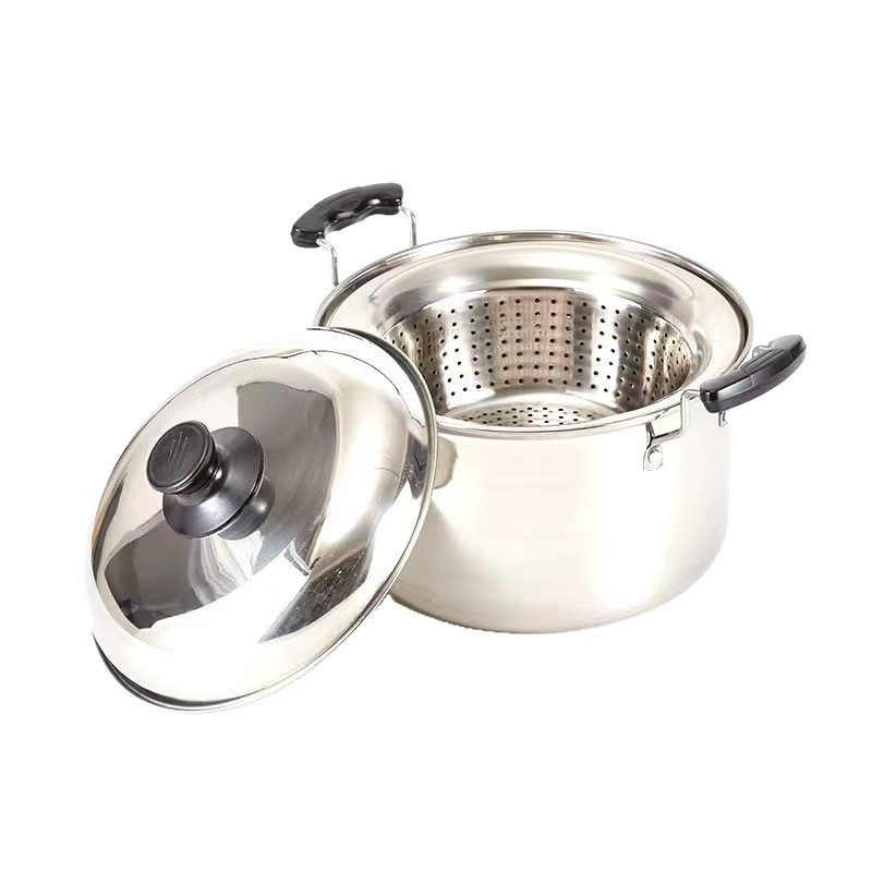 Parni lonac od nehrđajućeg čelika – prehrambene kvalitni, velika kapacitet, višestruka namjena za rižu, kašu i juhu; jednostruko dno, nehrđajući čelični poklopac, nije električni, pogodan za sve štednjake
