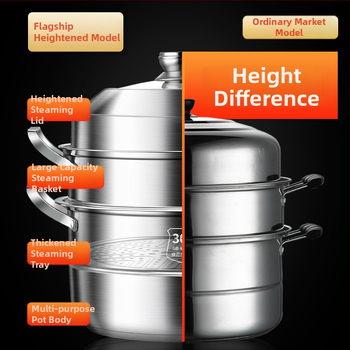 Parný hrniec z nehrdzavejúcej ocele 316, dvojposchodový, sklenená pokrievka, s protiprilepenému povrchu, vhodný pre indukciu