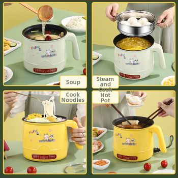 Elektrický mini hrniec pre jednu osobu – nepriľnavý povrch, 1,6 l, 600 W, nastaviteľné 110–220 V, trojposchodový parný systém, viacfunkčné varenie