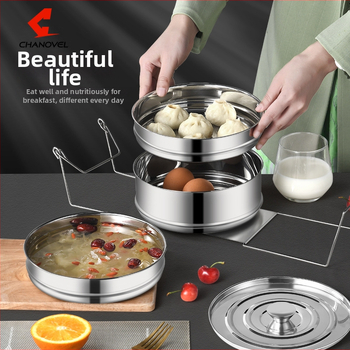 Parna košarica od nehrđajućeg čelika 304 za rižar, 2–3 sloja, prilagodljiva