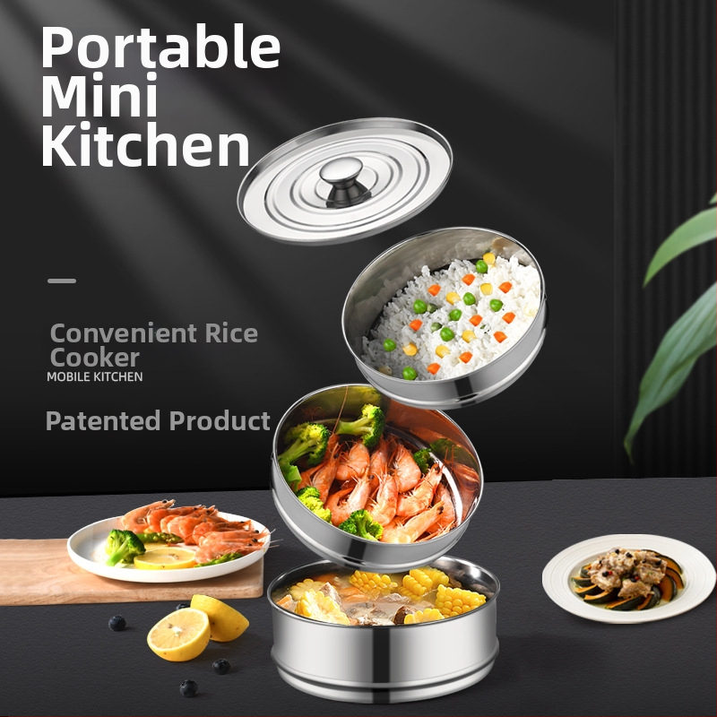 Parna košarica od nehrđajućeg čelika 304 za rižar, 2–3 sloja, prilagodljiva