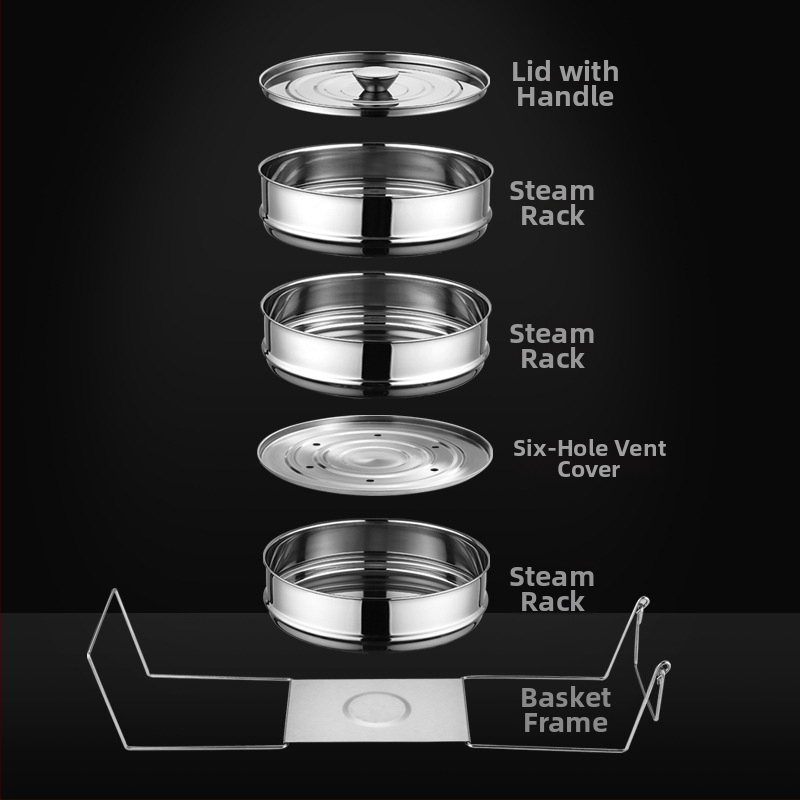 Parna košarica od nehrđajućeg čelika 304 za rižar, 2–3 sloja, prilagodljiva
