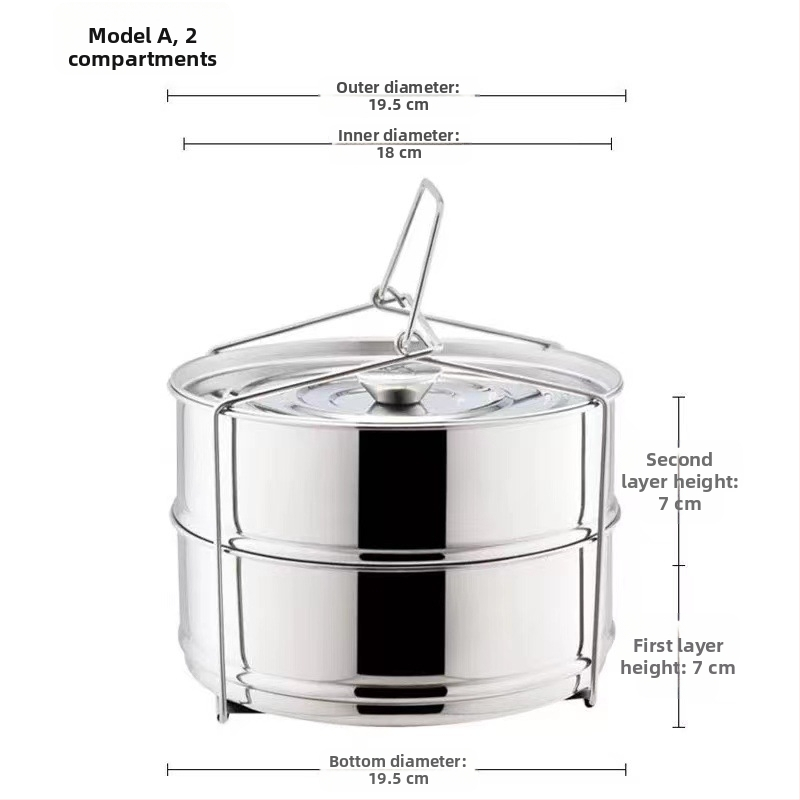 Parna košarica od nehrđajućeg čelika 304 za rižar, 2–3 sloja, prilagodljiva