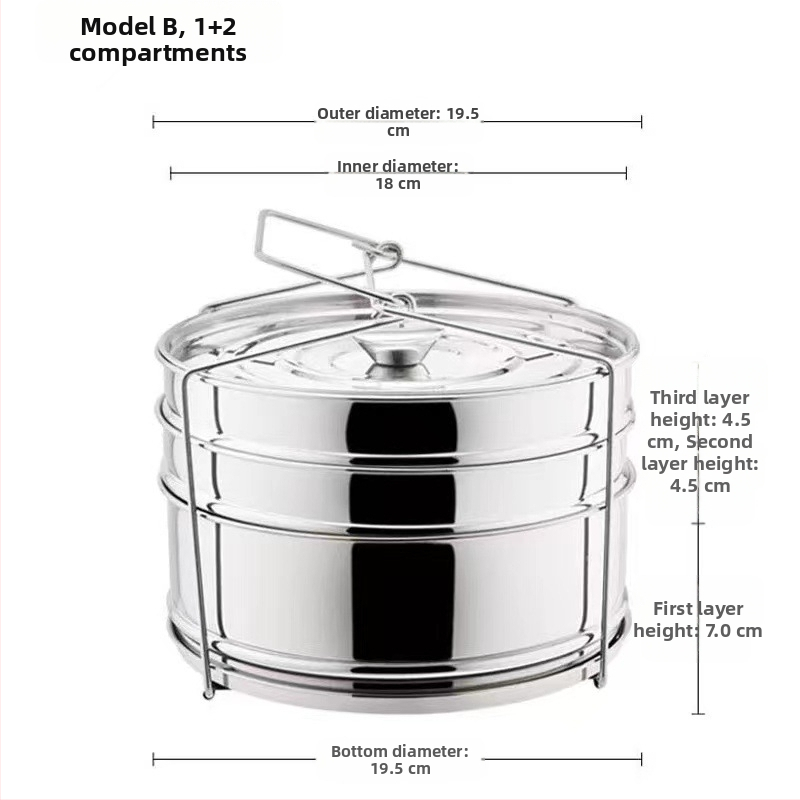 Parna košarica od nehrđajućeg čelika 304 za rižar, 2–3 sloja, prilagodljiva