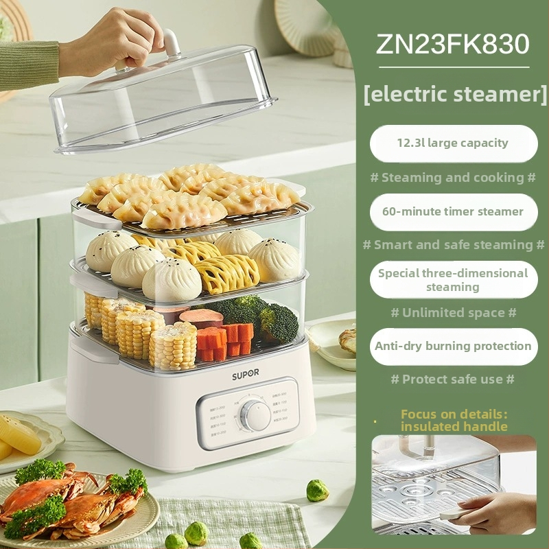 Supor elektrický parný hrniec, tri vrstvy, nerezová oceľ, kapacita 10 l a viac, dotykové ovládanie