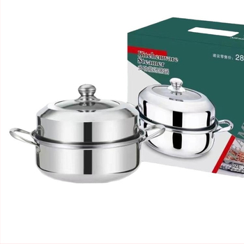 Nerezová parná miska, 2 vrstvy, sklenený poklop, jediné dno, spracovanie na mieru