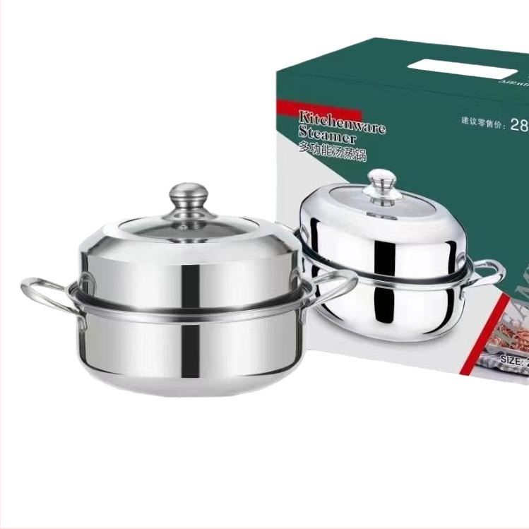 Nerezová parná miska, 2 vrstvy, sklenený poklop, jediné dno, spracovanie na mieru