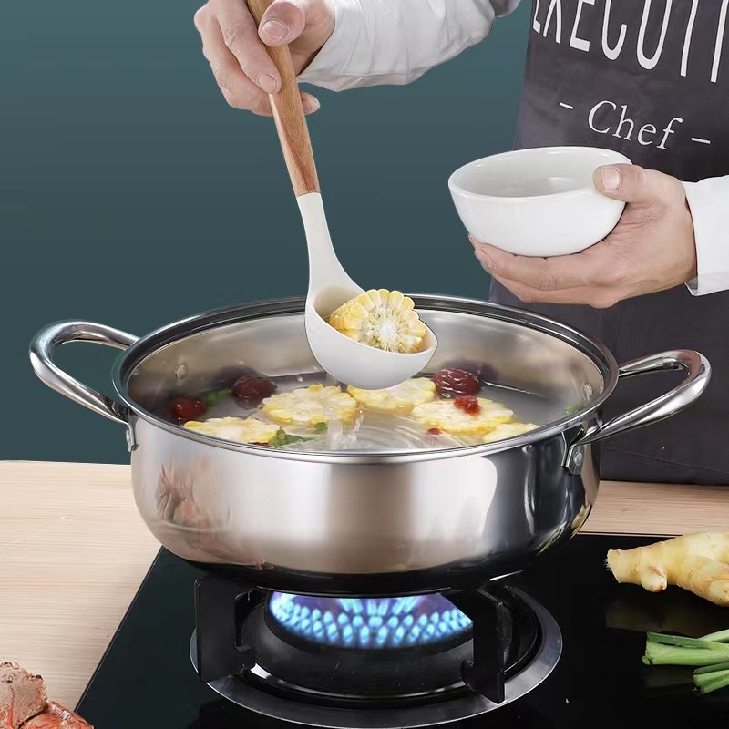 Posuda za parenje od nehrđajućeg čelika, 2 sloja, stakleni poklopac, jedno dno, prilagodljiva obrada