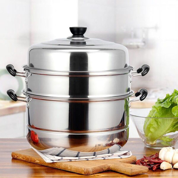 Nehrđajući čelični parovar s tri razine, indukcijski kompatibilan, poklopac od nehrđajućeg čelika, složeno dno, Prosperity