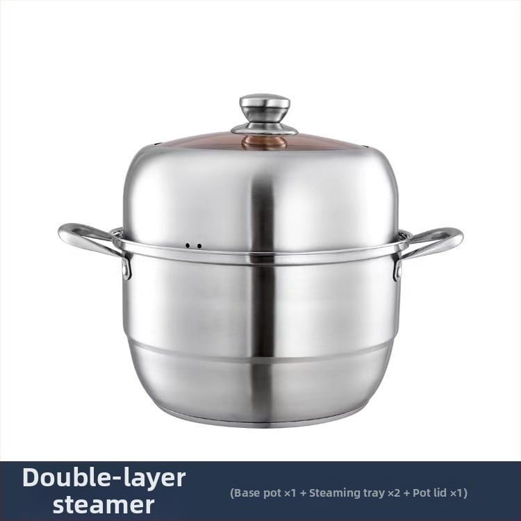 Parna posuda od nehrđajućeg čelika s tri sloja, europskog stila, za kućnu upotrebu, kompatibilna s indukcijskim pločama