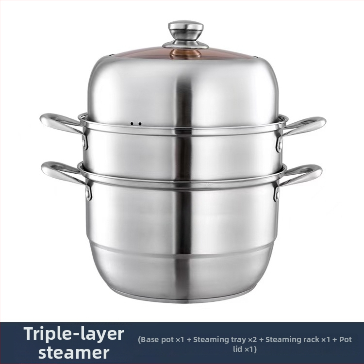 Parna posuda od nehrđajućeg čelika s tri sloja, europskog stila, za kućnu upotrebu, kompatibilna s indukcijskim pločama