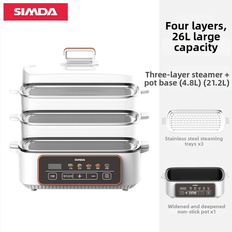 Elektrický parný hrniec do domácnosti, viacposchodový, 26 L kapacita, 1200 W, 220 V, 50 Hz