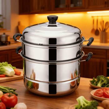 Parna posuda od nehrđajućeg čelika s višeslojnom konstrukcijom (dva i tri sloja), kompatibilna s indukcijskim pločama, poklopac od nehrđajućeg čelika